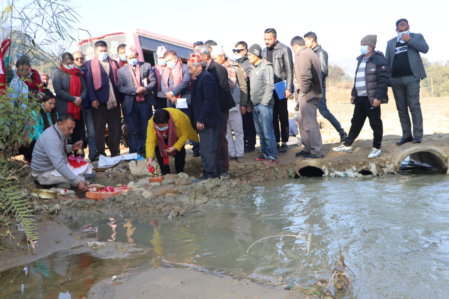 ऊर्जामन्त्रीद्वारा खोकना राजकुलो मुहान निर्माणको शिलान्यास